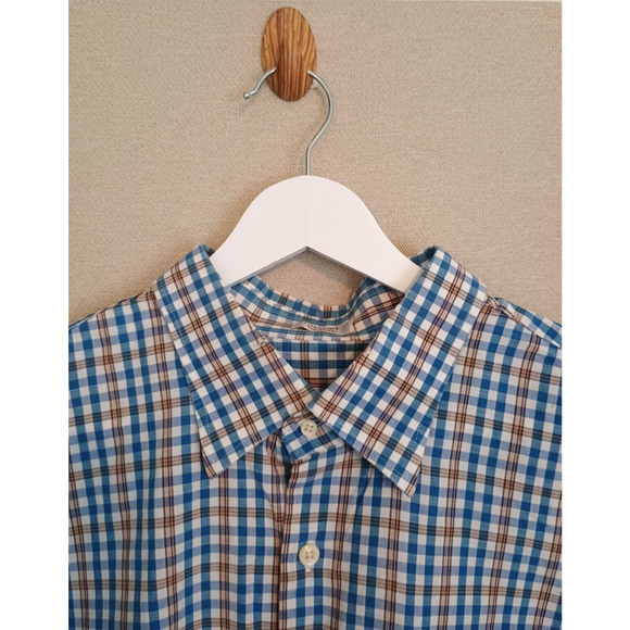 Peter Millar Shirt Men XL Blue Brown White Check Preppy Career Classic Button Up - Picture 5 of 9